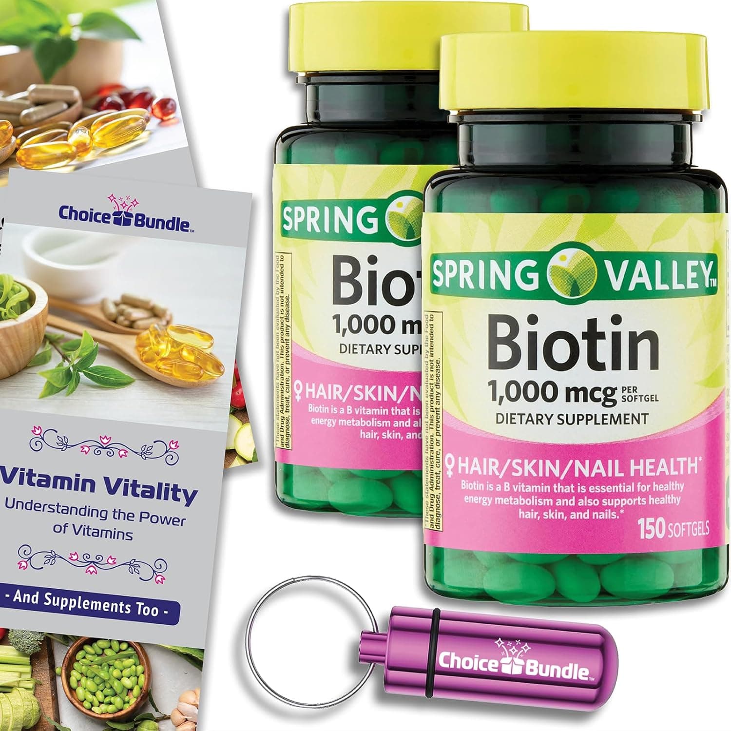 Choice Bundle Spring Valley Biotin Softgels 1000mcg Dietary…